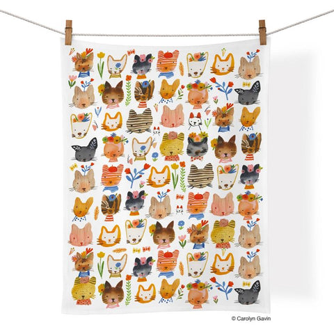 Cat Cotton Tea Towel - Kitty Parade