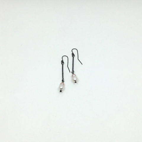 Pearl Drop Earrings (Oxdised)