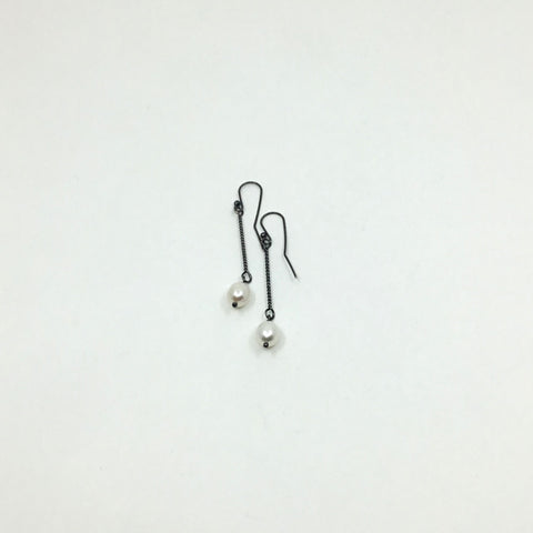 Pearl Drop Earrings (Oxidised)