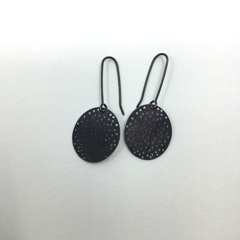 Holey disc earrings oxidised
