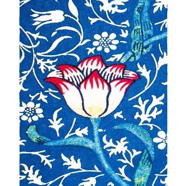 William Morris Flower On Blue Background Card