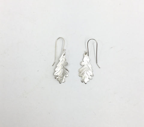 Small Silver Oak Leaf Earrings