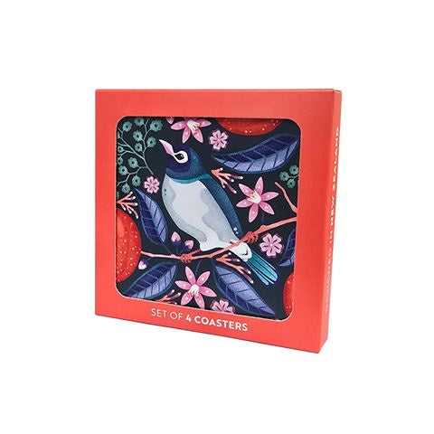 Waxeye and Mandarin Boxed Coasters Set of 4