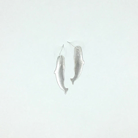 Whale Silver Earrings Large