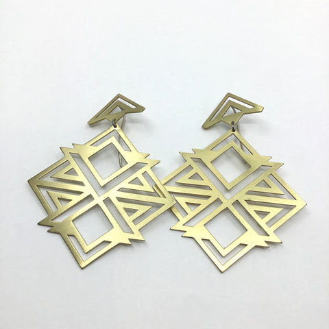 Xbox Earrings in Brass