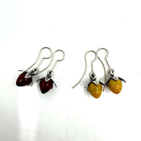 Lisa West Silver Flameworked Glass Berry Earrings