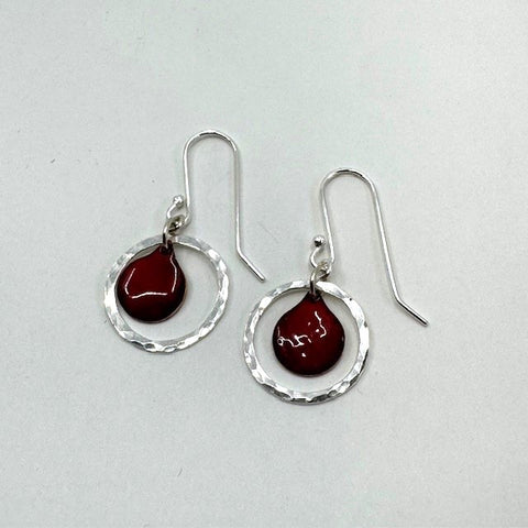 Su Keates Silver Blood Moon in Circle Earrings