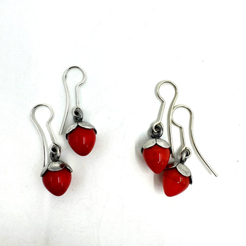 Lisa West Silver Flameworked Glass Bud Earrings