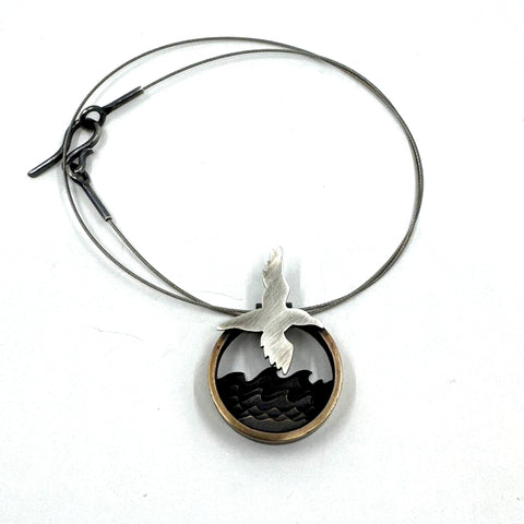 Lisa West Bronze/Silver Seabird Diorama Pendant
