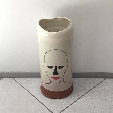 White Large Face Vase